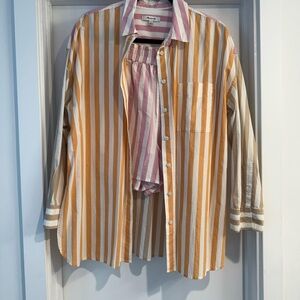 Madewell Pastel Stripes Shirt & Shorts Set - MEDIUM